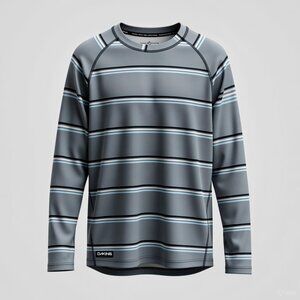 Dakine Underlayer Crewneck Long Sleeve Grey Stripe Large Men Ski Snow Snowboard